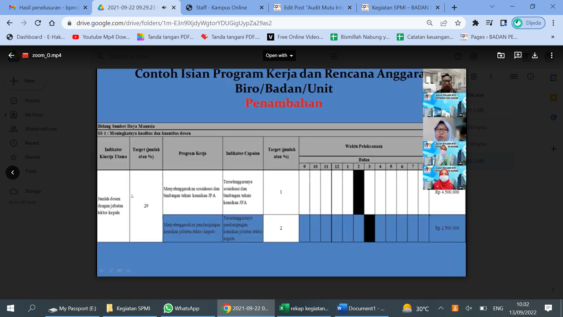 Pendampingan Penyusunan Program Kerja di Lingkungan Universitas Nusa Mandiri
