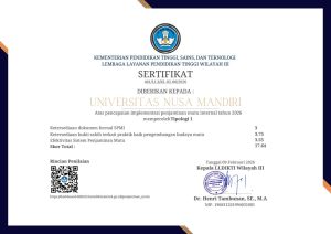 Menuju Kampus Unggul, Universitas Nusa Mandiri Raih Tipologi 1 SPMI 2026